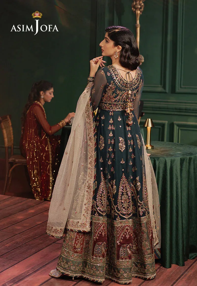 Asim Jofa Premium Festive Dark Teal Blue Chiffon – view 2 – Poshaq