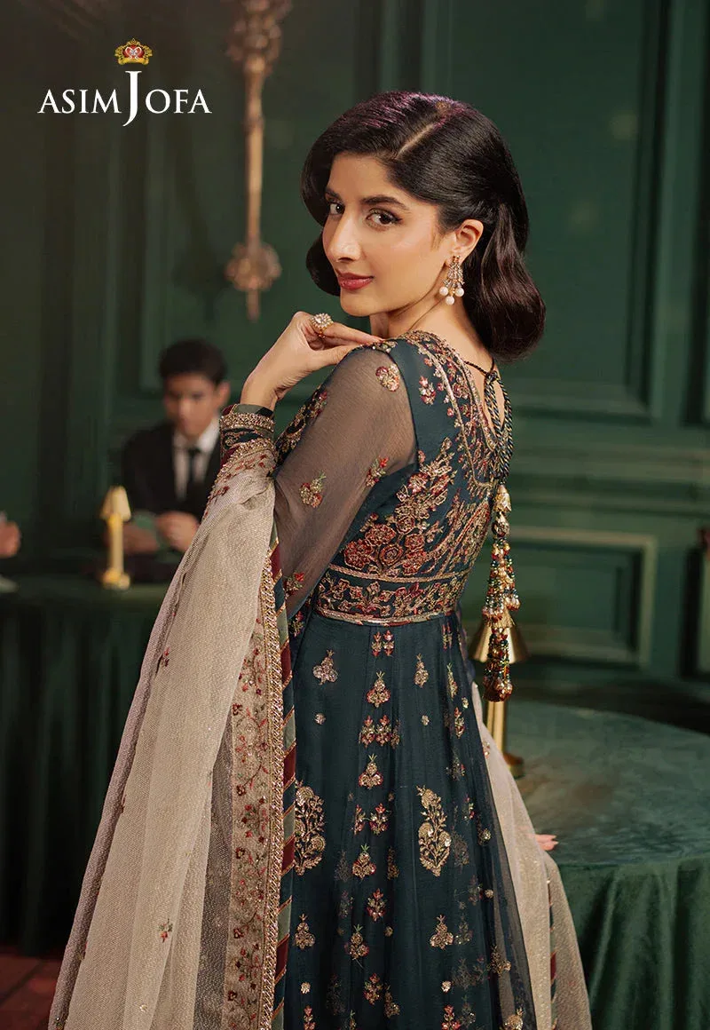 Asim Jofa Premium Festive Dark Teal Blue Chiffon – view 4 – Poshaq