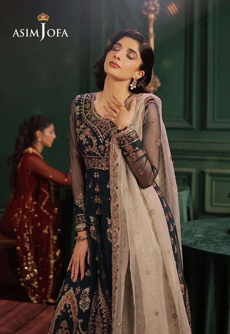 Asim Jofa Premium Festive Dark Teal Blue Chiffon – view 5 – Poshaq