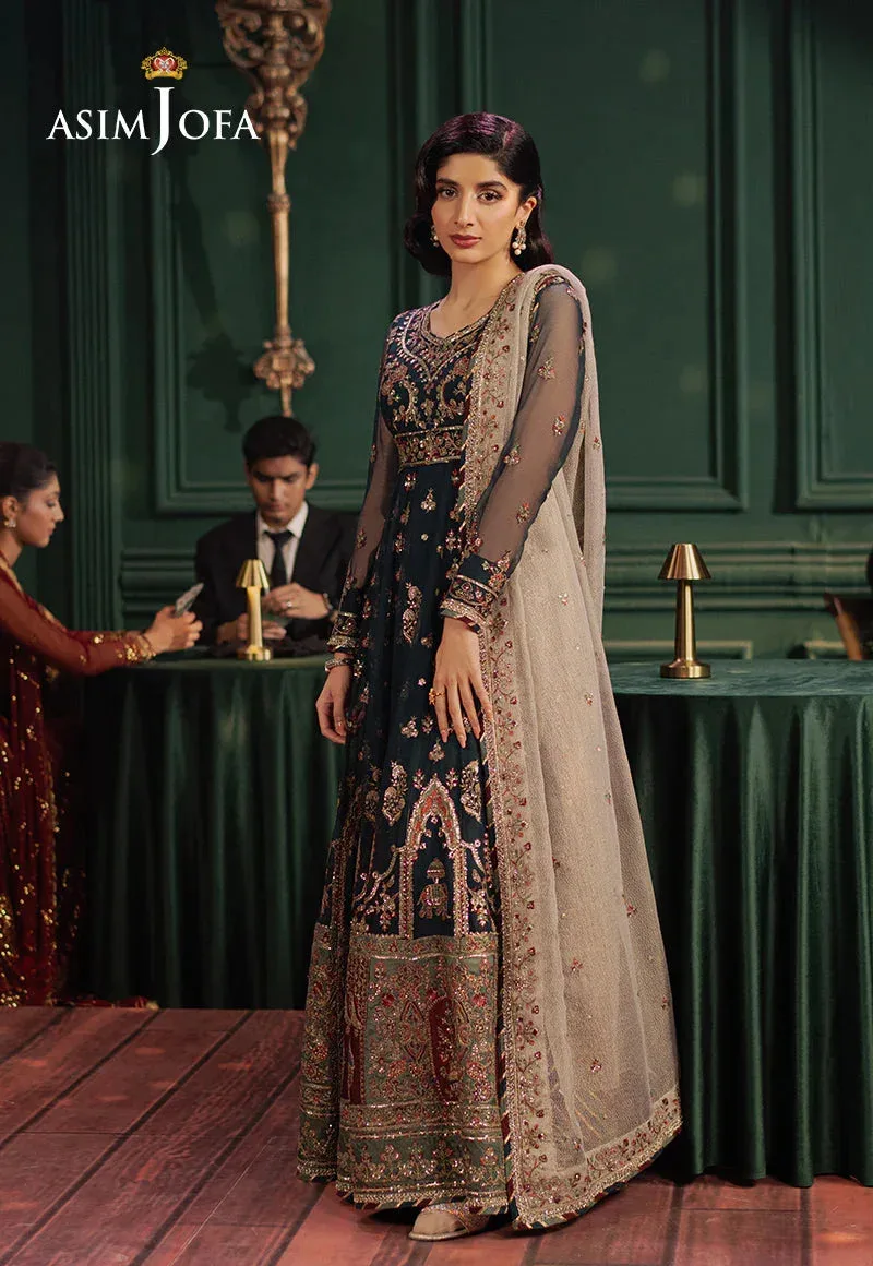 Asim Jofa Premium Festive Dark Teal Blue Chiffon – view 6 – Poshaq