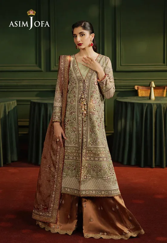 Asim Jofa Premium Festive Pistachio Green Tissue – view 1 – Poshaq