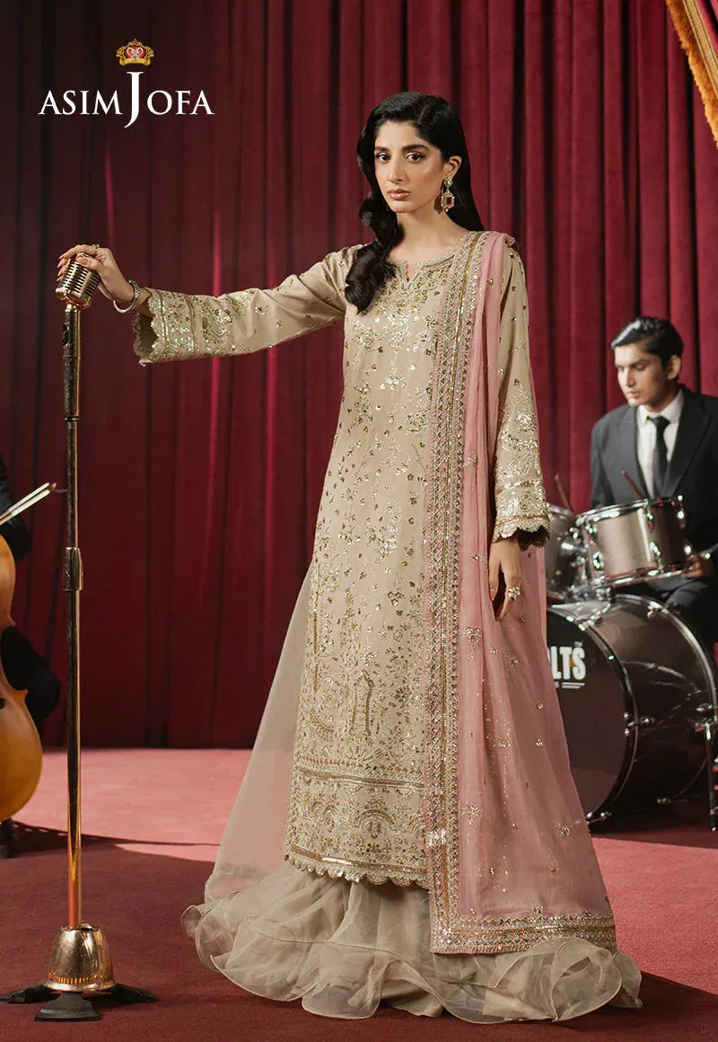 Asim Jofa Premium Festive Beige Raw Silk – view 1 – Poshaq