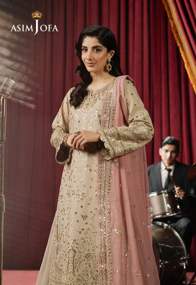 Asim Jofa Premium Festive Beige Raw Silk – view 3 – Poshaq