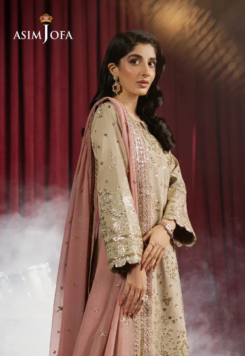 Asim Jofa Premium Festive Beige Raw Silk – view 4 – Poshaq