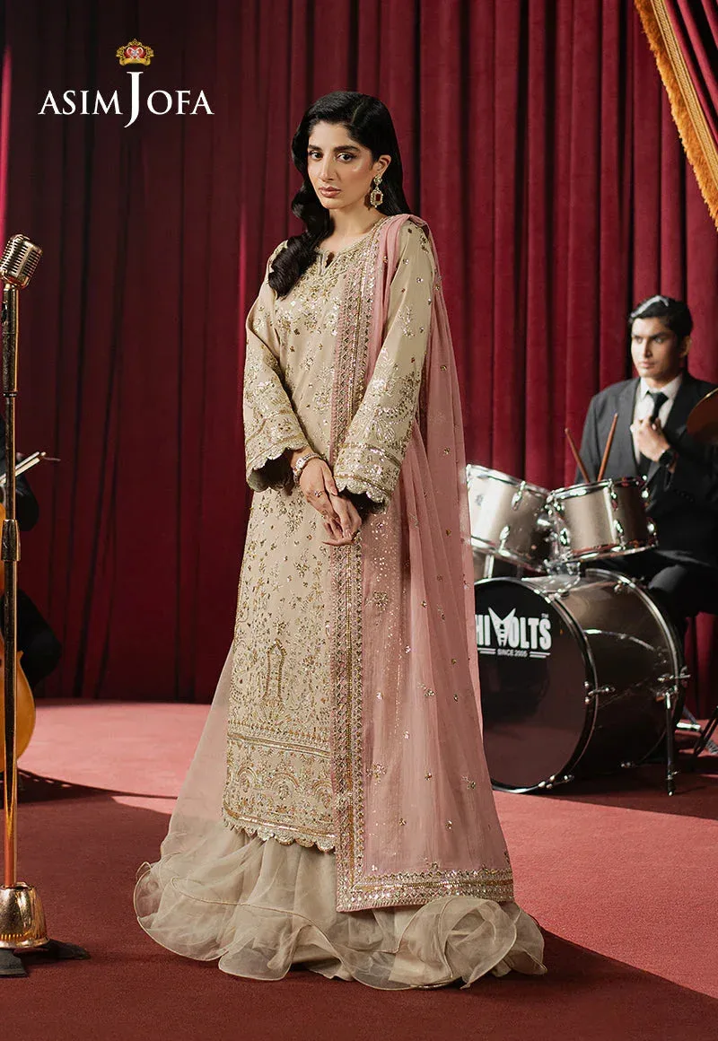 Asim Jofa Premium Festive Beige Raw Silk – view 5 – Poshaq