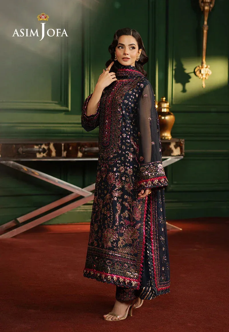 Asim Jofa Premium Festive Navy Blue Chiffon – view 5 – Poshaq