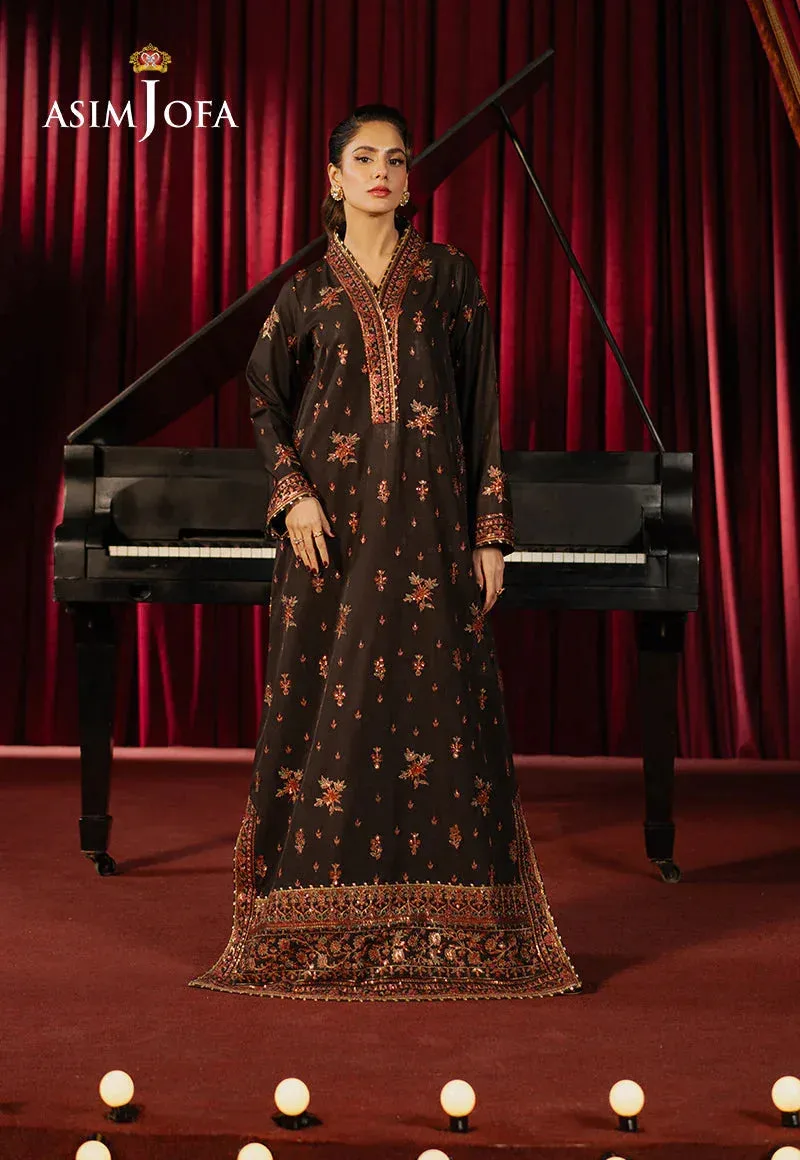 Asim Jofa Premium Festive Chocolate Brown Silk – view 1 – Poshaq