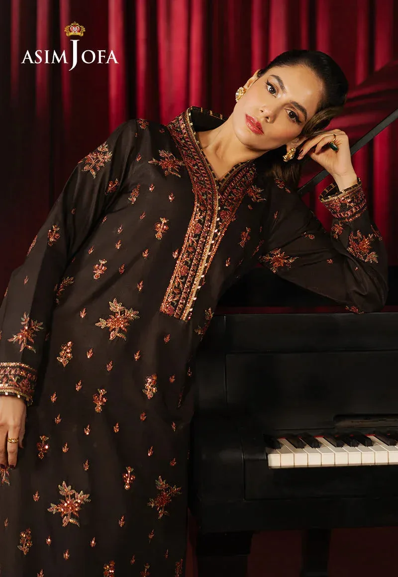 Asim Jofa Premium Festive Chocolate Brown Silk – view 4 – Poshaq