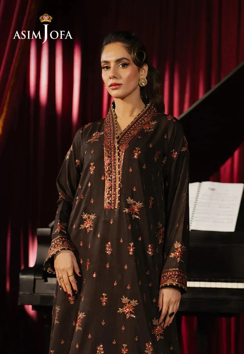 Asim Jofa Premium Festive Chocolate Brown Silk – view 5 – Poshaq