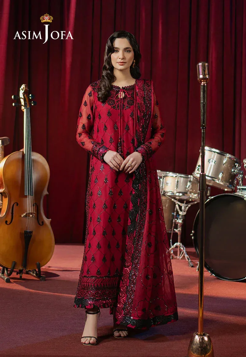 Asim Jofa Premium Festive Dust Red Chiffon – view 1 – Poshaq