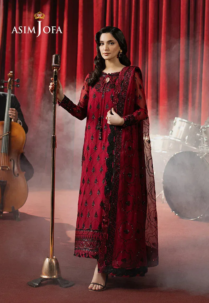Asim Jofa Premium Festive Dust Red Chiffon – view 4 – Poshaq