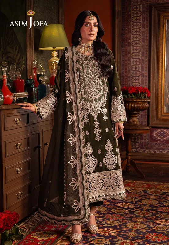 Asim Jofa Green Raw Silk – view 1 – Poshaq