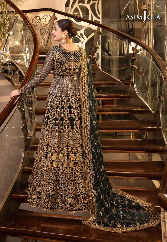 Asim Jofa Green Chiffon – view 1 – Poshaq
