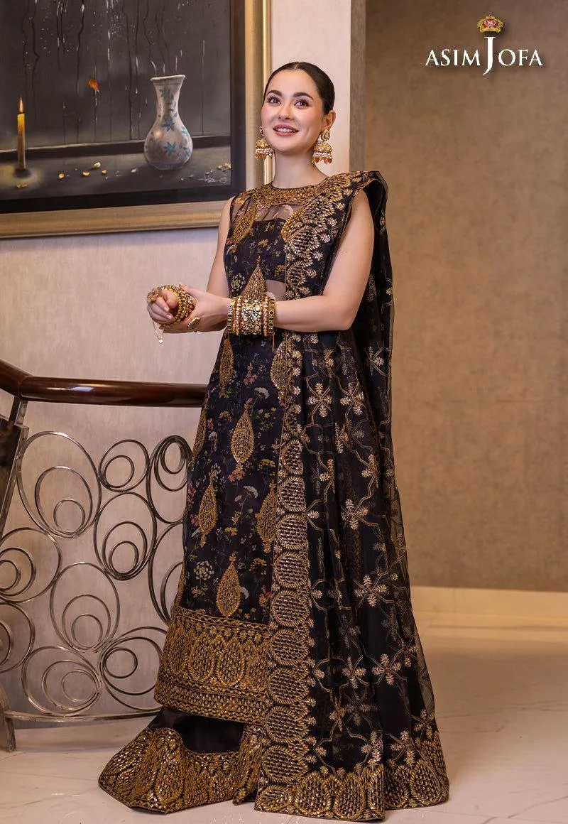 Asim Jofa Black Organza – view 1 – Poshaq
