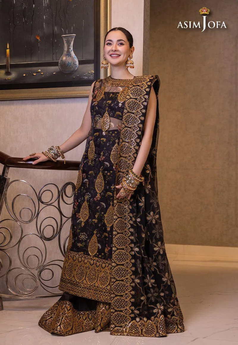 Asim Jofa Black Organza – view 2 – Poshaq