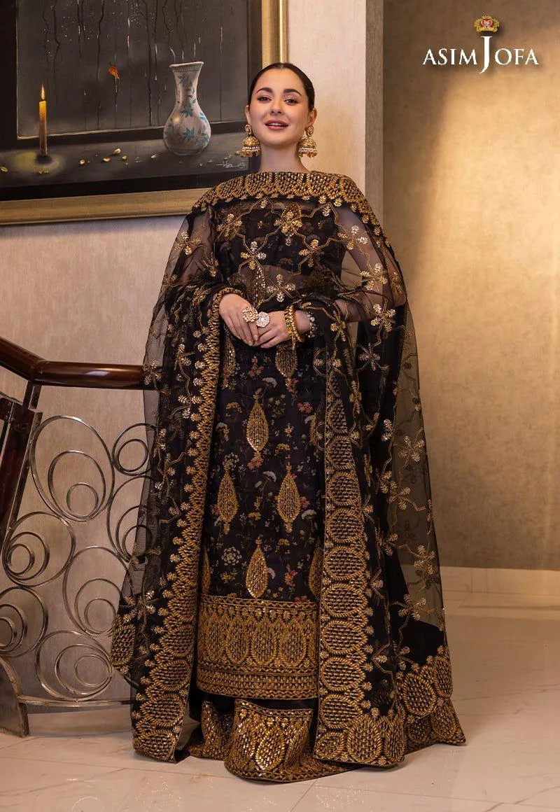 Asim Jofa Black Organza – view 3 – Poshaq