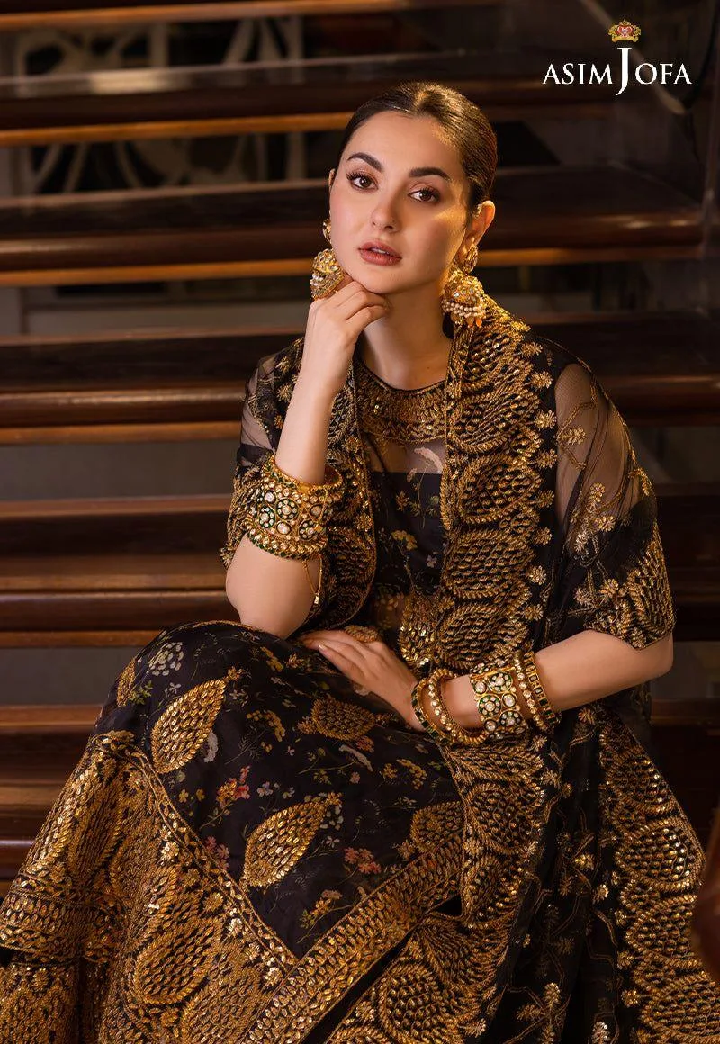 Asim Jofa Black Organza – view 5 – Poshaq
