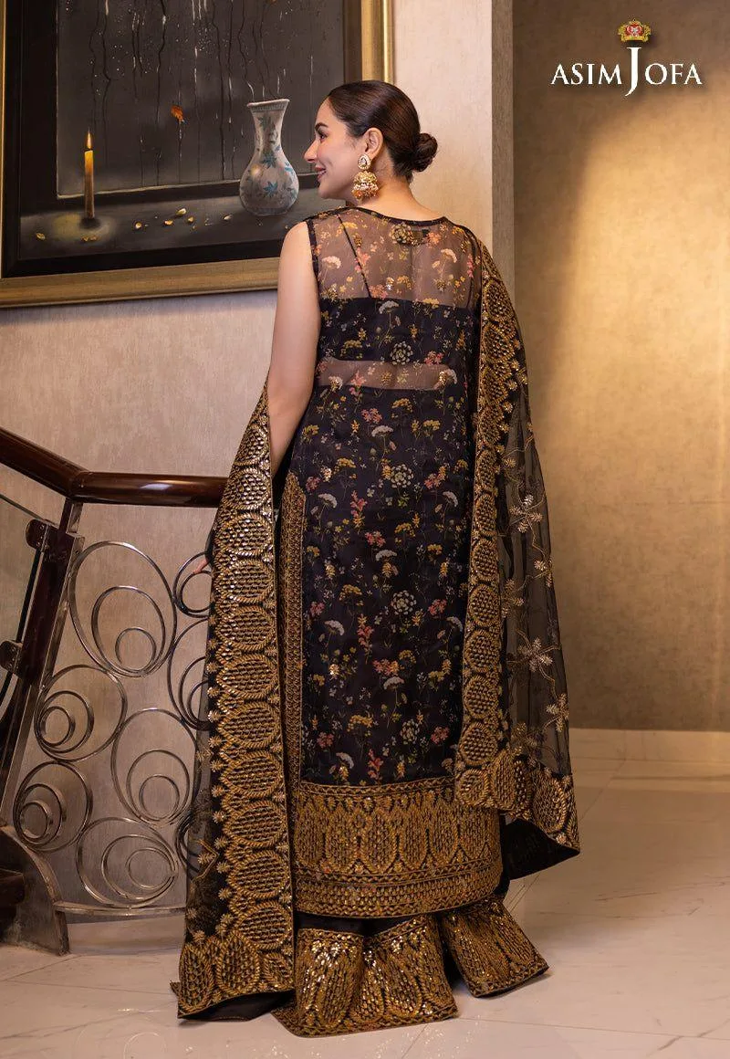 Asim Jofa Black Organza – view 7 – Poshaq