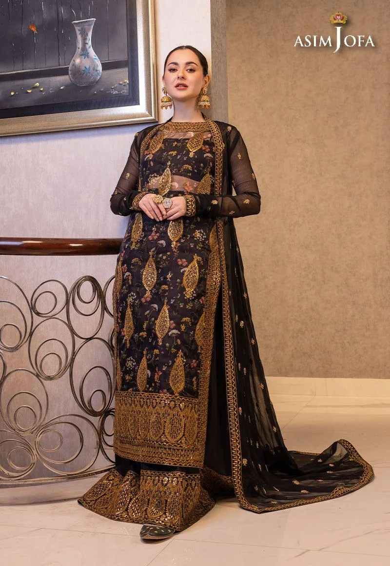 Asim Jofa Black Organza – view 8 – Poshaq