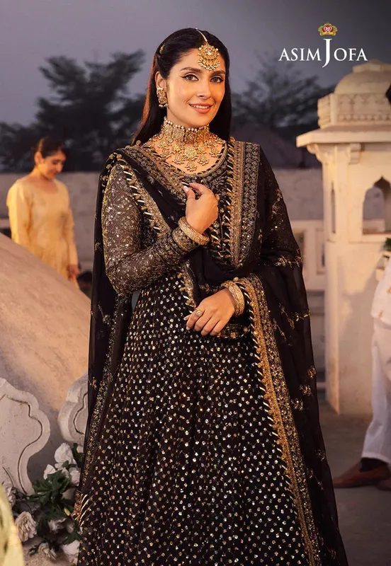 Asim Jofa Black Chiffon – view 1 – Poshaq