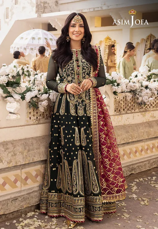 Asim Jofa Green Chiffon – view 1 – Poshaq