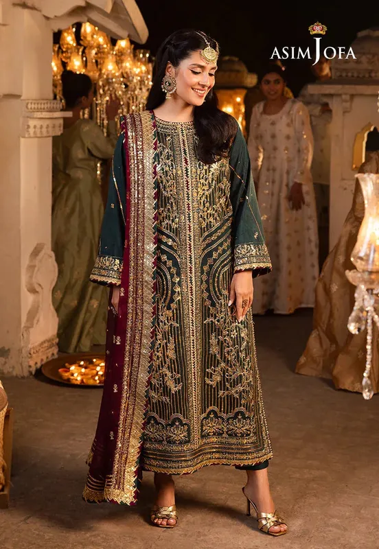 Asim Jofa Maroon Chiffon – view 1 – Poshaq