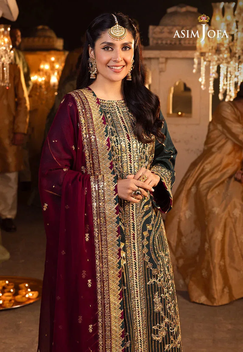 Asim Jofa Maroon Chiffon – view 6 – Poshaq