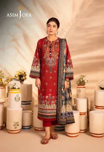 Asim Jofa Prints Essentials Red Cambric – view 1 – Poshaq