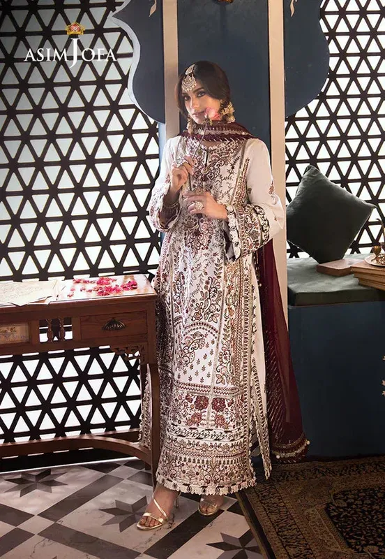 Asim Jofa Fasana e Ishq Eid Luxury Lawn Off White Chiffon – view 1 – Poshaq