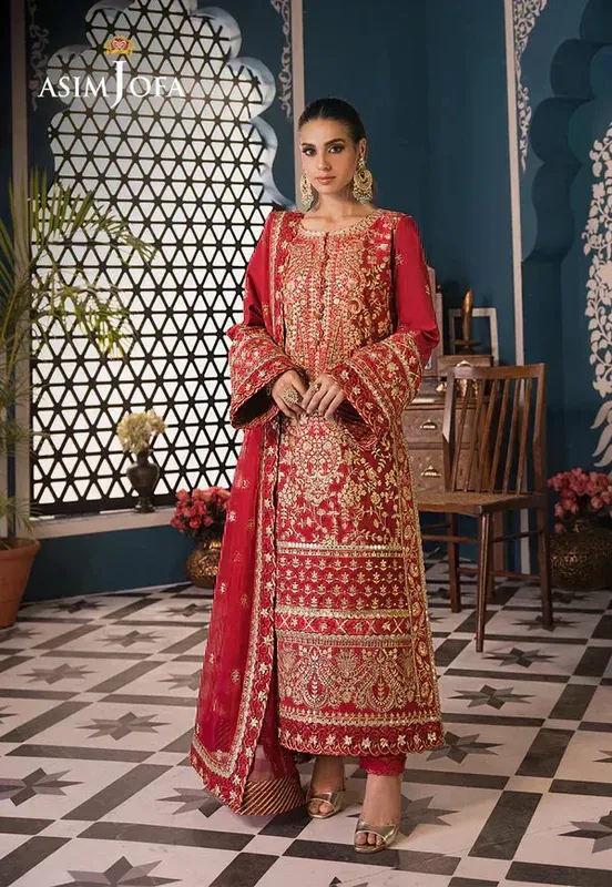Asim Jofa Fasana e Ishq Eid Luxury Lawn Pink Chiffon – view 1 – Poshaq