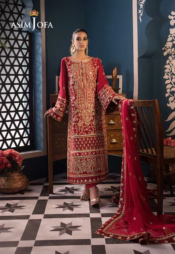 Asim Jofa Fasana e Ishq Eid Luxury Lawn Pink Chiffon – view 3 – Poshaq