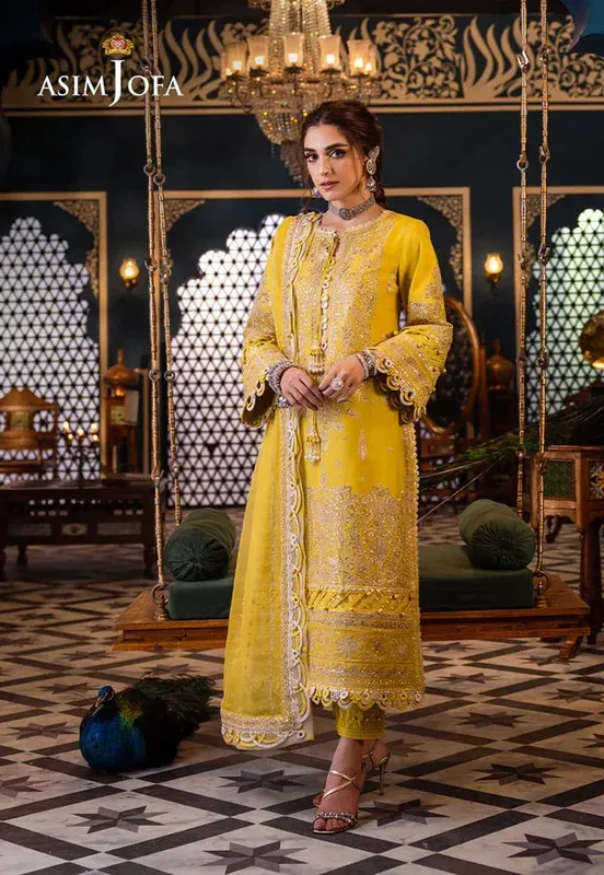 Asim Jofa Fasana e Ishq Eid Luxury Lawn Yellow Chiffon – view 1 – Poshaq