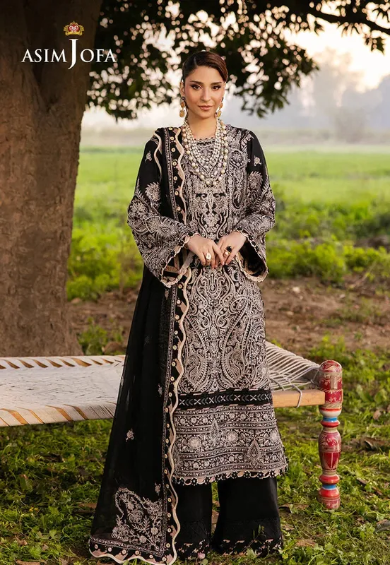 Asim Jofa Luxury Lawn 25 Black Lawn – view 1 – Poshaq