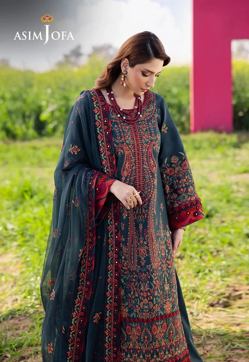 Asim Jofa Luxury Lawn 25 Maroon Lawn – view 4 – Poshaq