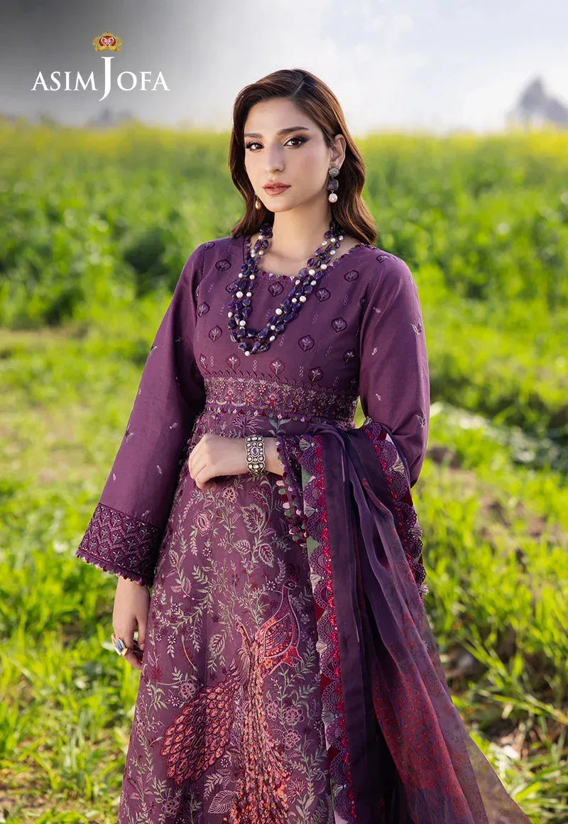 Asim Jofa Luxury Lawn 25 Maroon Organza – view 3 – Poshaq