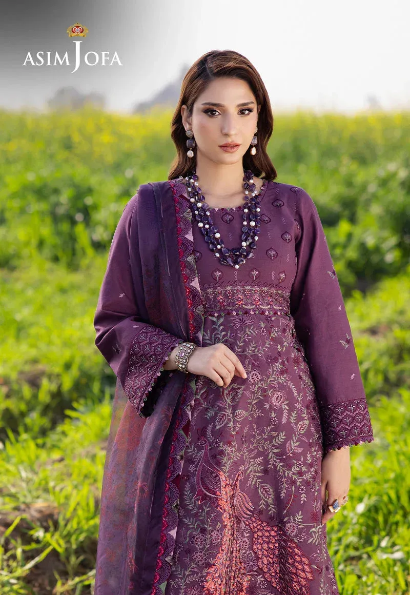 Asim Jofa Luxury Lawn 25 Maroon Organza – view 4 – Poshaq