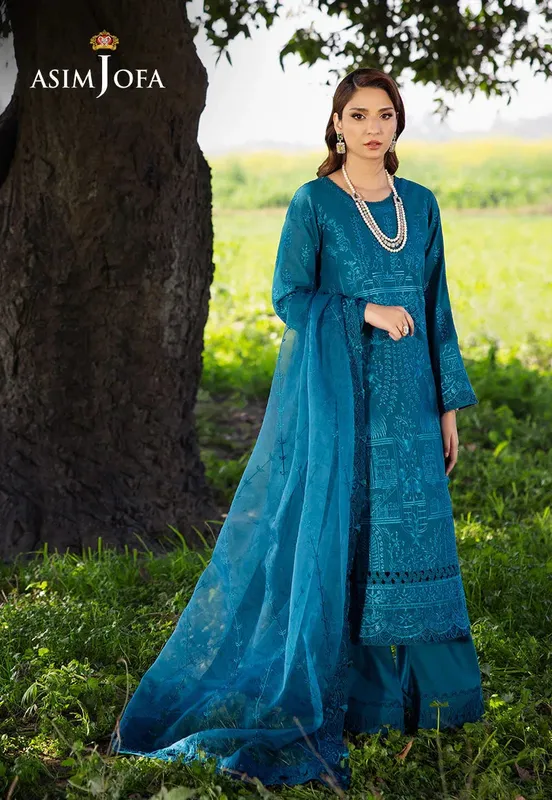 Asim Jofa Luxury Lawn 25 Blue Lawn – view 1 – Poshaq