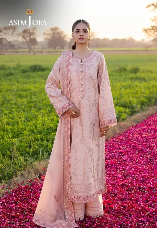 Asim Jofa Luxury Lawn 25 Peach Lawn – view 1 – Poshaq