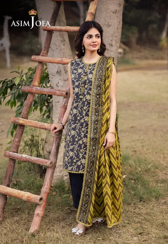Asim Jofa Prints Drop 2 Black Cambric – view 1 – Poshaq