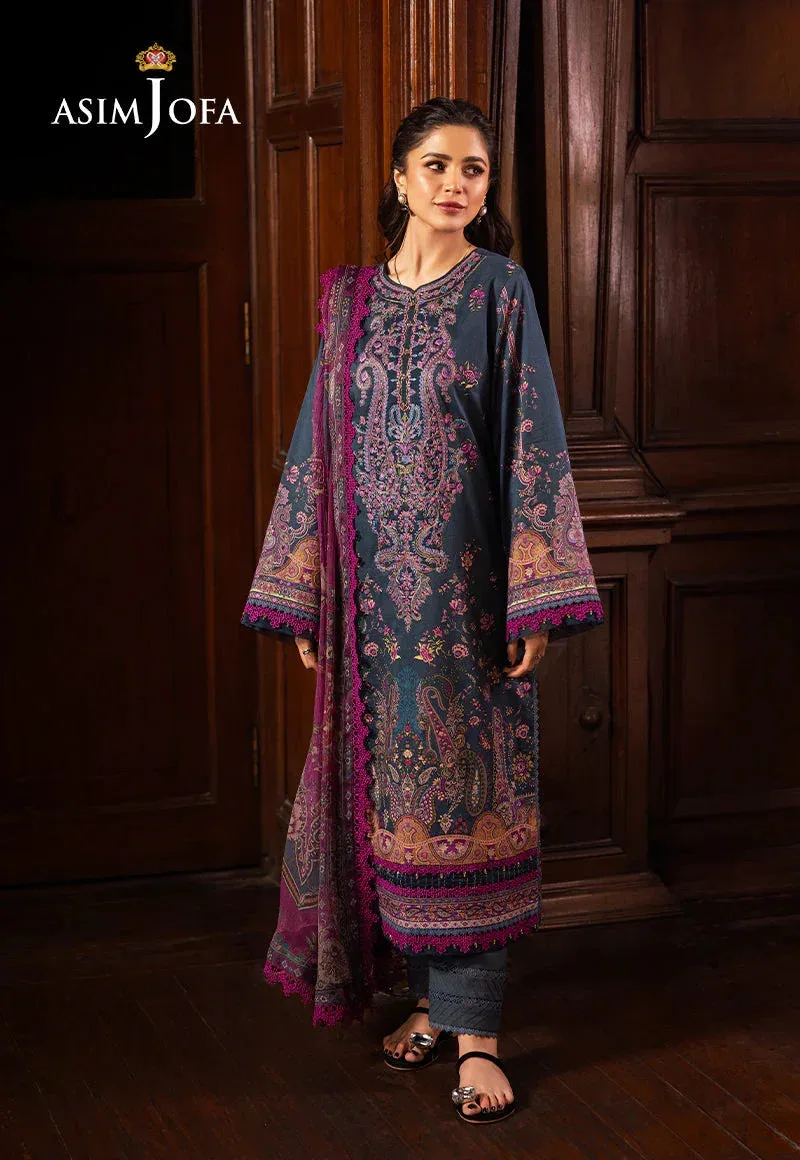 Asim Jofa Prints Drop 2 Denim Blue Organza – view 1 – Poshaq