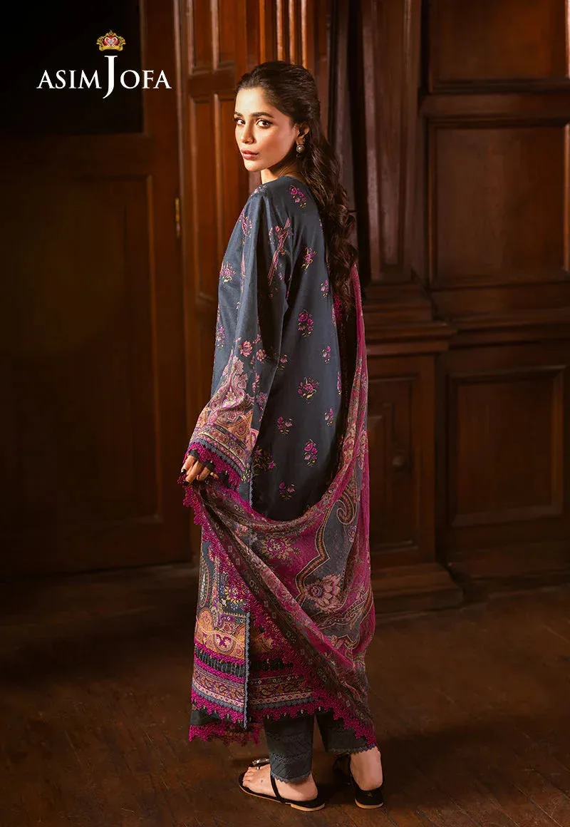 Asim Jofa Prints Drop 2 Denim Blue Organza – view 2 – Poshaq