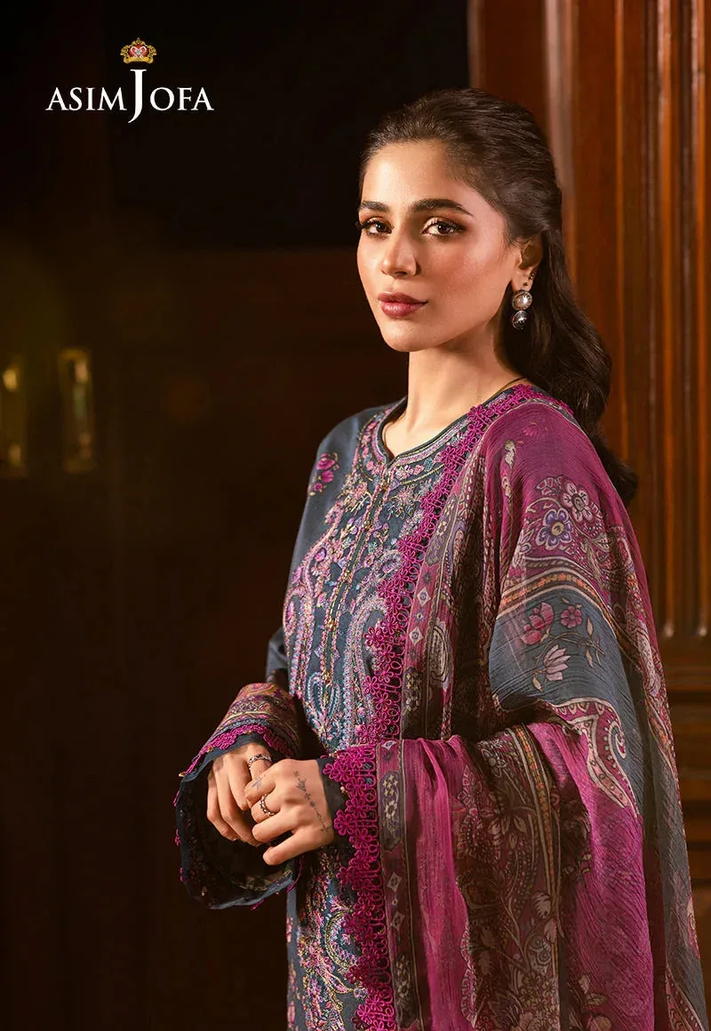 Asim Jofa Prints Drop 2 Denim Blue Organza – view 3 – Poshaq