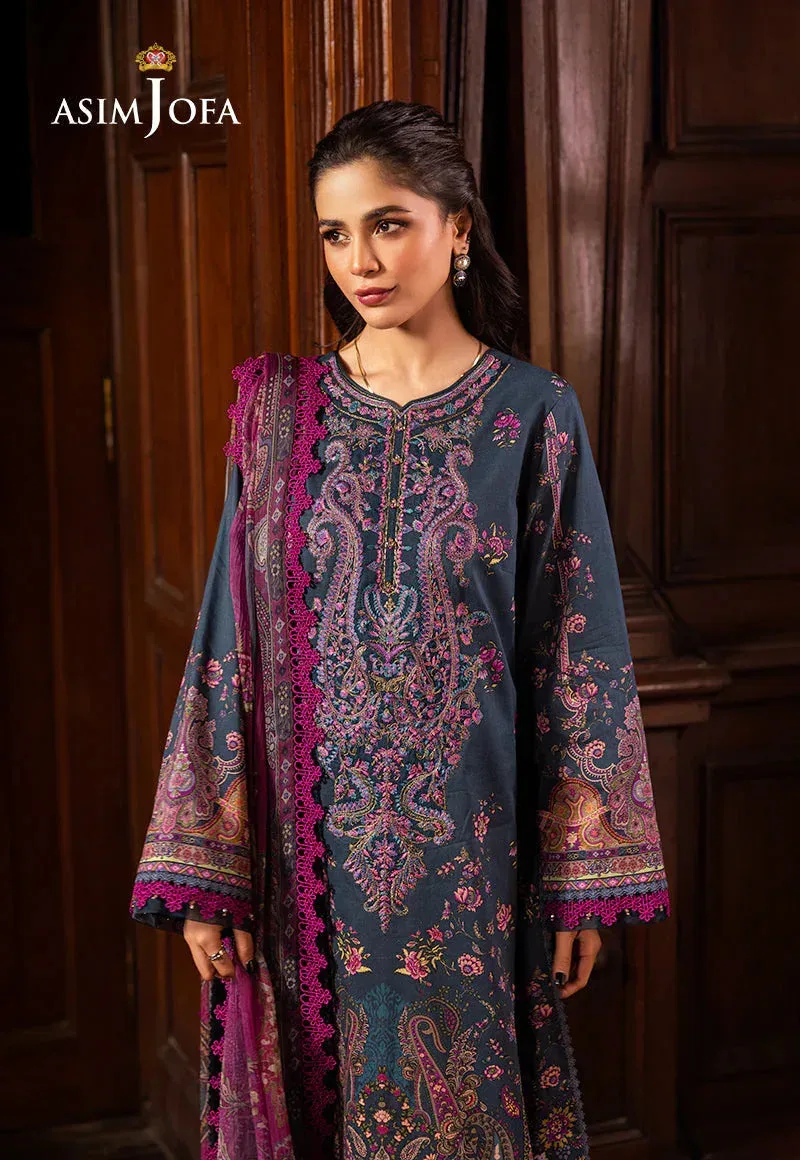 Asim Jofa Prints Drop 2 Denim Blue Organza – view 4 – Poshaq