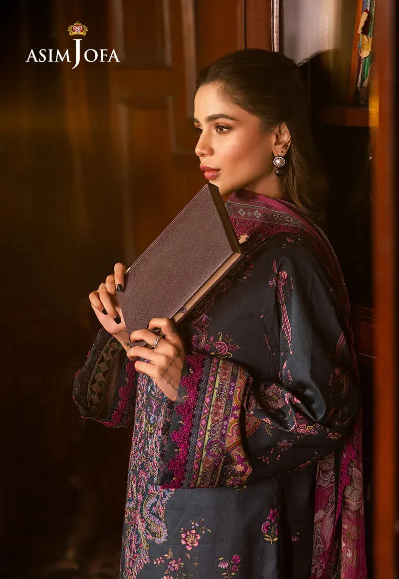 Asim Jofa Prints Drop 2 Denim Blue Organza – view 6 – Poshaq