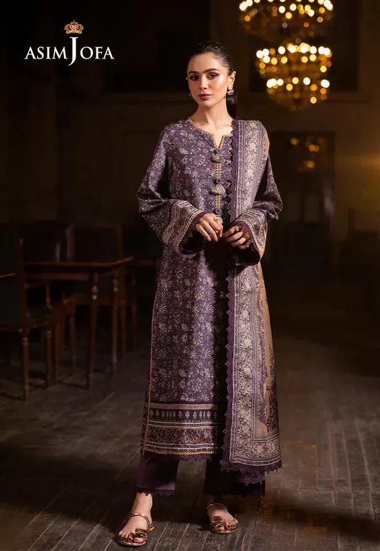 Asim Jofa Prints Drop 2 Dark Purple Cambric – view 1 – Poshaq