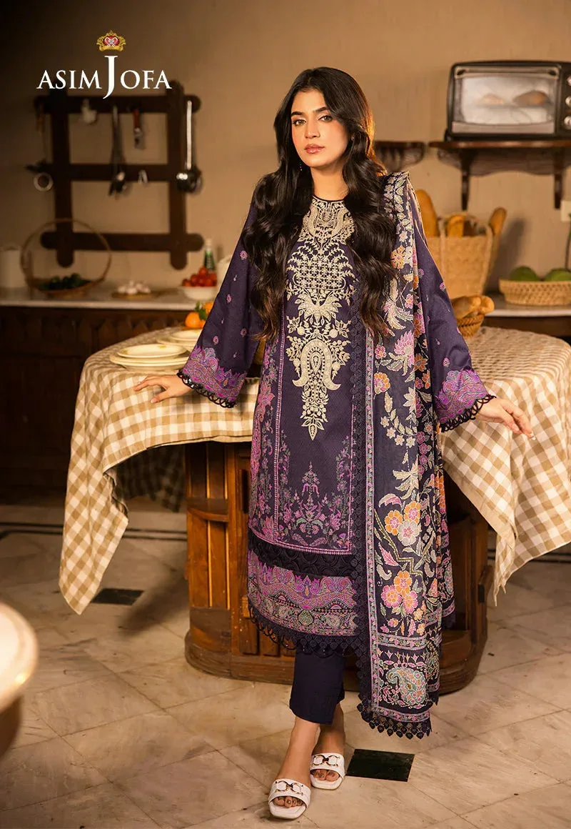 Asim Jofa Prints Drop 2 Dark Purple Chiffon – view 1 – Poshaq