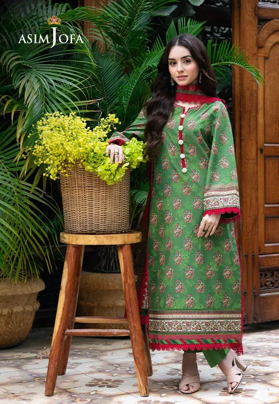 Asim Jofa Prints Drop 2 Green Cambric – view 1 – Poshaq