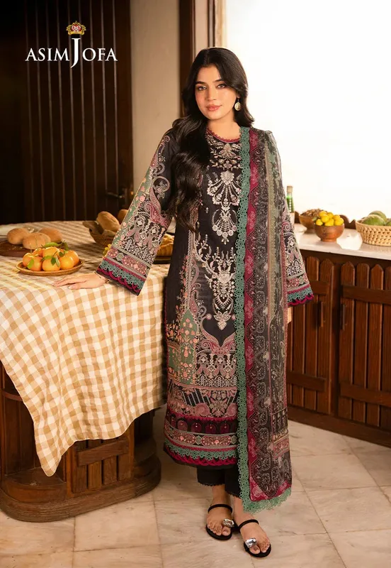 Asim Jofa Prints Drop 2 Black Silk – view 1 – Poshaq