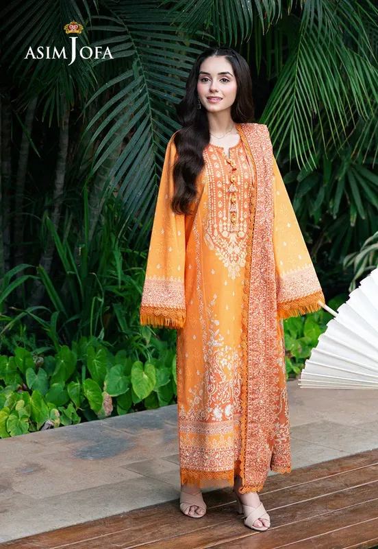 Asim Jofa Prints Drop 2 Orange Cambric – view 1 – Poshaq