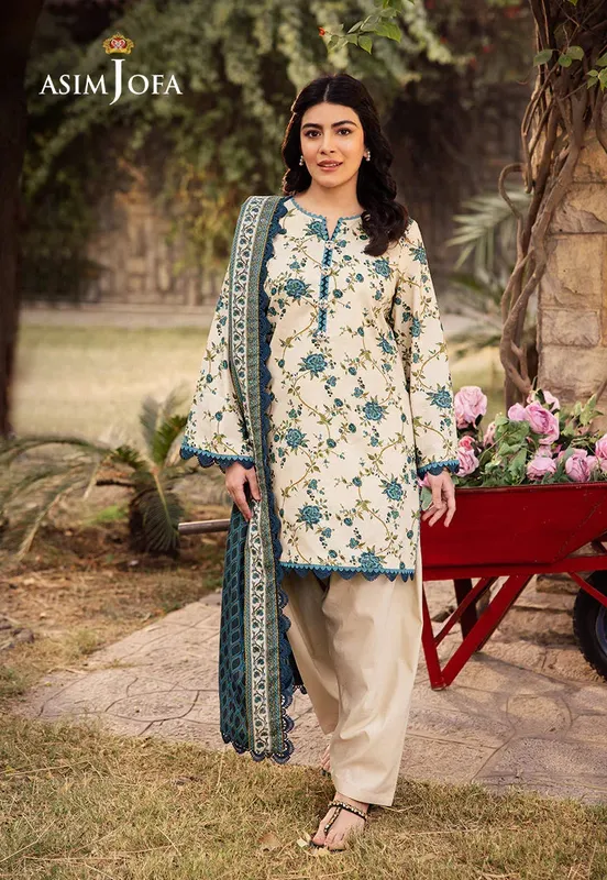 Asim Jofa Prints Drop 2 Ivory Cambric – view 1 – Poshaq